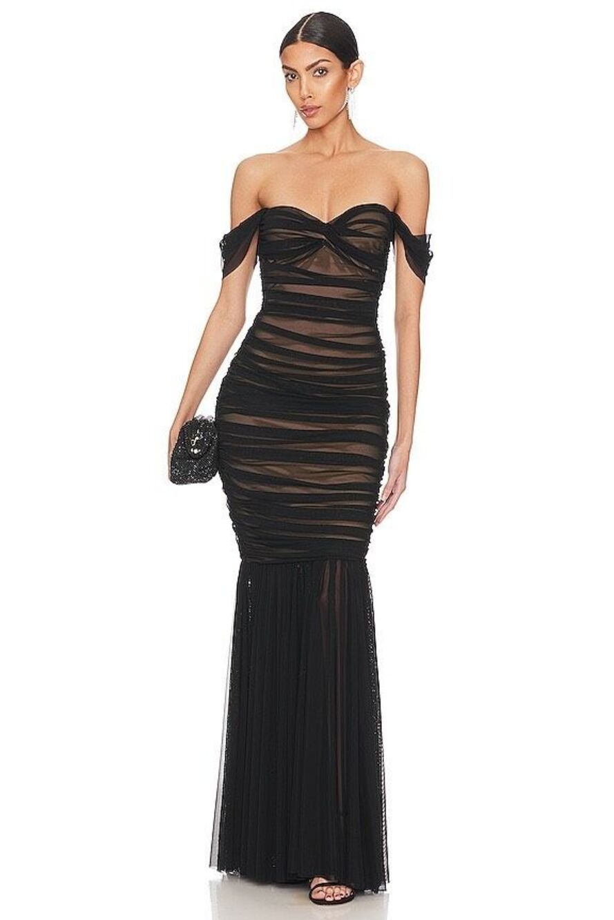Norma Kamali Walter Fishtail Gown in Black Size XS $475